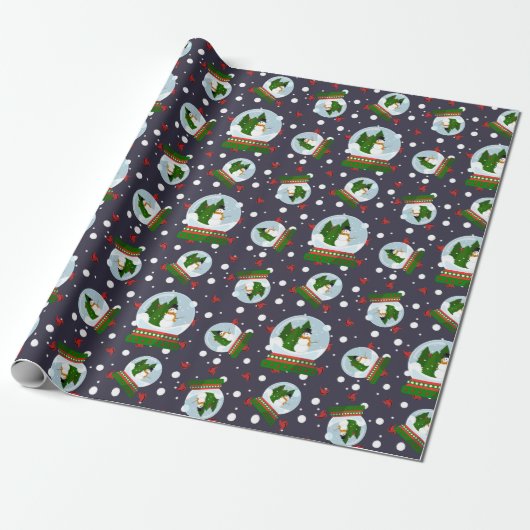 Schneemann-Schneekugeln Geschenkpapier (Ungerollt)