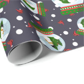Schneemann-Schneekugeln Geschenkpapier (Rolleneckpunkt)