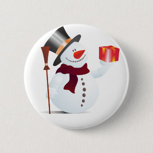 Schneemann / Schneemann zu Weihnachten / Weihnacht Button