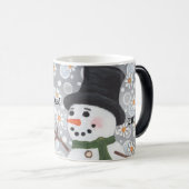 Schneemann-Schneesturm, die Grüße der Jahreszeit!  Verwandlungstasse (VorderseiteRechts)