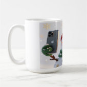 Schneemann-Selfie-Weihnachtsbecher Kaffeetasse (Links)