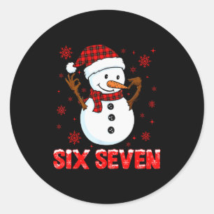 Schneemann Six Seven Meme Slang 6 7 Lustig 67 Weih Runder Aufkleber