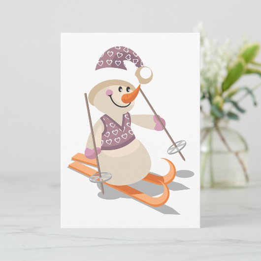 Schneemann Skifahren Einladung