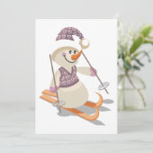 Schneemann Skifahren Einladung (Stehend Vorderseite)