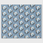 Schneemann Skifahren in Schneeflocken Geschenkpapier (Flach)