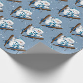 Schneemann Skifahren in Schneeflocken Geschenkpapier (Ecke)