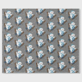 Schneemann Skifahren in Schneeflocken Geschenkpapier (Flach)