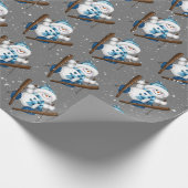 Schneemann Skifahren in Schneeflocken Geschenkpapier (Ecke)