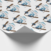 Schneemann Skifahren in Weiß Geschenkpapier (Ecke)