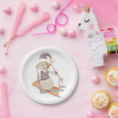 Schneemann Skifahren Pappteller (Party)