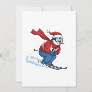 Schneemann Skifahrer Weihnachten 2026 Urlaub Winte Dankeskarte