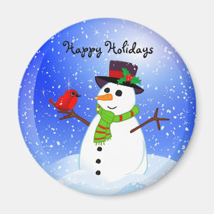 Schneemann Snowglobe - frohe Feiertage Magnet