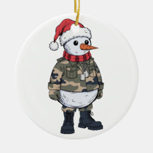 Schneemann Soldat Weihnachten 2026 Feiertag Militä Keramik Ornament