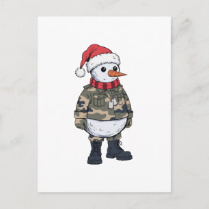 Schneemann Soldat Weihnachten 2026 Feiertag Militä Postkarte