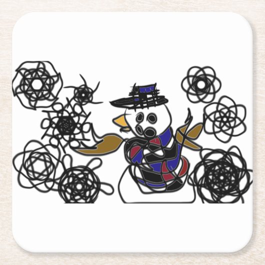 Schneemann Spaß warm Rechteckiger Pappuntersetzer (Vorderseite)
