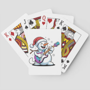 Schneemann spielt E-Gitarre Rock-Weihnachten  Spielkarten