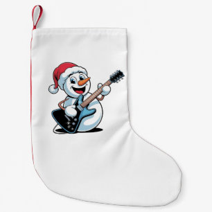 Schneemann spielt elektrische Gitarre Santa Weihna Kleiner Weihnachtsstrumpf