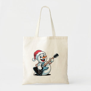 Schneemann spielt elektrische Gitarre Santa Weihna Tragetasche