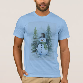 Schneemann stehend in einem schneebedeckten Winter T-Shirt