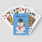 Schneemann steht, während Schnee fällt Spielkarten (Rückseite)