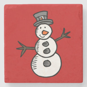Schneemann Steinuntersetzer