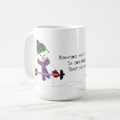 Schneemann stemmt Gewichte mit Spruch Kaffeetasse (Vorderseite Links)