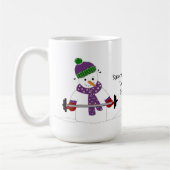 Schneemann stemmt Gewichte mit Spruch Kaffeetasse (Links)