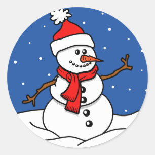 Schneemann-Sticker Runder Aufkleber