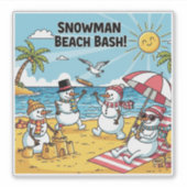 Schneemann-Strand-Bash Aufkleber (Vorderseite)