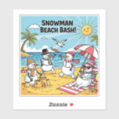 Schneemann-Strand-Bash Aufkleber (Blatt)