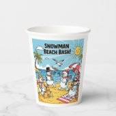 Schneemann-Strand-Bash Pappbecher (Rückseite)