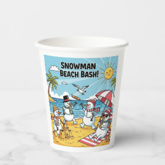 Schneemann-Strand-Bash Pappbecher
