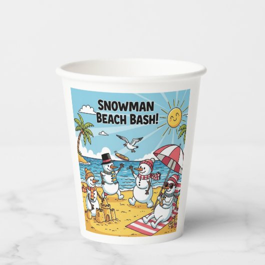 Schneemann-Strand-Bash Pappbecher (Vorderseite)