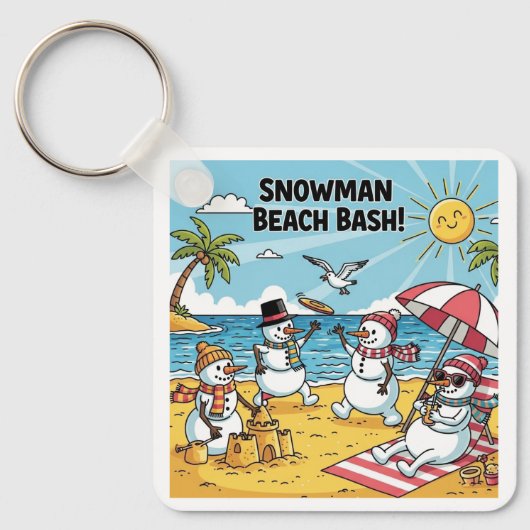 Schneemann-Strand-Bash Schlüsselanhänger (Vorderseite)