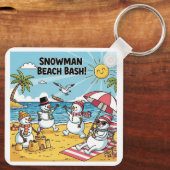 Schneemann-Strand-Bash Schlüsselanhänger (Rückseite)