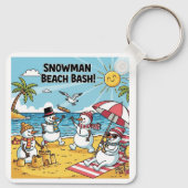 Schneemann-Strand-Bash Schlüsselanhänger (Rückseite)