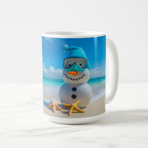 Schneemann-Strandurlaub Kaffeetasse