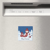 Schneemann strickt Weihnachts-Schal Magnet (In Situ (Geschirrspüler))