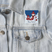 Schneemann strickt Weihnachtsschal Button (Beispiel)