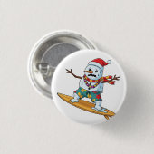 Schneemann-Surfer-Weihnachten 2026 Lustiger Feiert Button (Vorne & Hinten)