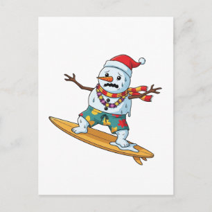 Schneemann-Surfer-Weihnachten 2026 Lustiger Feiert Feiertagspostkarte