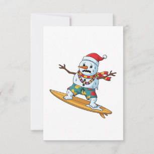 Schneemann-Surfer-Weihnachten 2026 Lustiger Feiert Mitteilungskarte