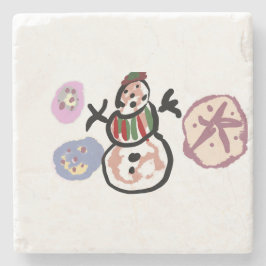 Schneemann süß steinuntersetzer