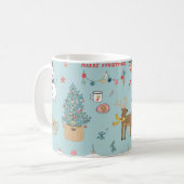 Schneemann-Tannenbaum-Weihnachts-Verpackungsmuster Kaffeetasse (Vorderseite Links)