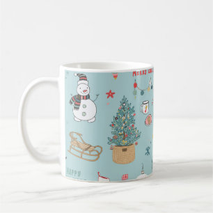 Schneemann-Tannenbaum-Weihnachts-Verpackungsmuster Kaffeetasse