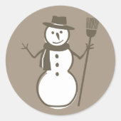Schneemann, Taupe Runder Aufkleber (Vorderseite)