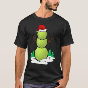 Schneemann Tennisball Santa Hut Weihnachten Pyjama T-Shirt