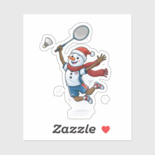 Schneemann Tennisspieler Weihnachten 2026 Feiertag Aufkleber