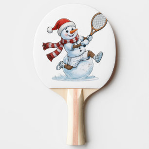 Schneemann Tennisspieler Weihnachten 2026 Feiertag Tischtennis Schläger