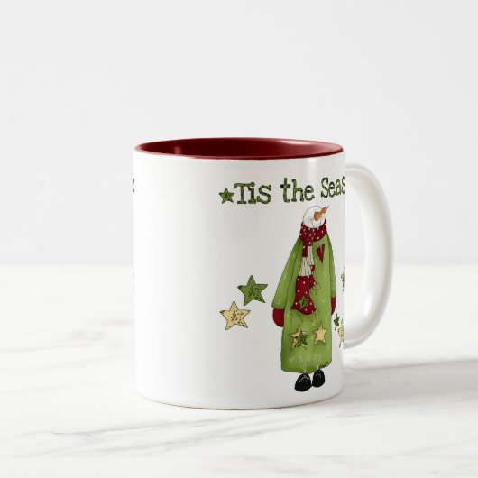Schneemann Tis die Jahreszeit Zweifarbige Tasse (VorderseiteRechts)